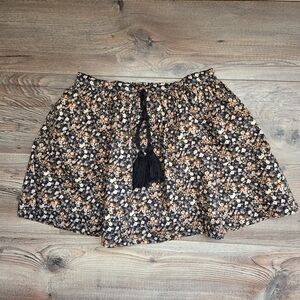 Jamie Kay Black Floral Organic Cotton Mini Skirt with Tassel Tie